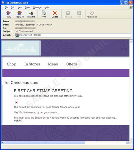 図1：クリスマスに便乗したスパムメールの一例