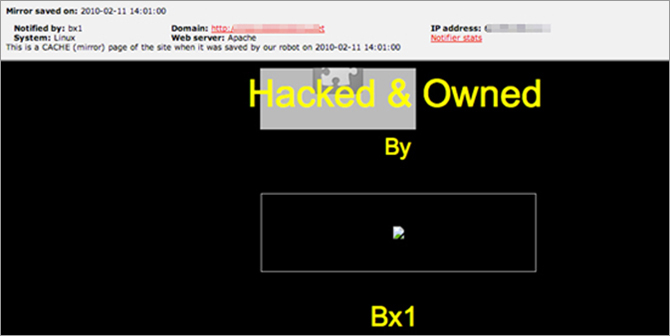 図1：アルジェリアのサイバー犯罪者「bx1」によって実行された Webサイトの書き換え
