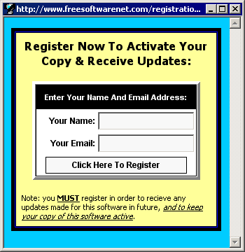 図3 ユーザ名とメールアドレスの登録を促す画面