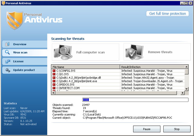 図5 「Personal Antivirus」による警告画面