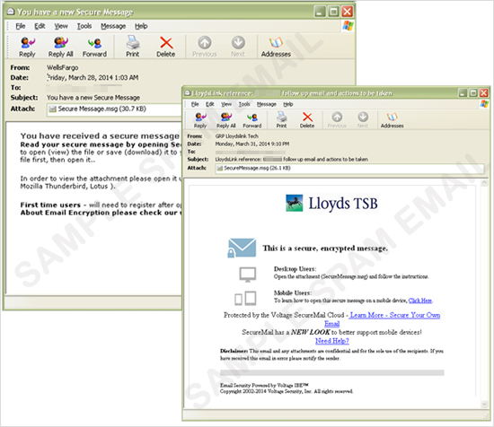 図1：メッセージファイルを添付した「Lloyds Bank」を装うスパムメール