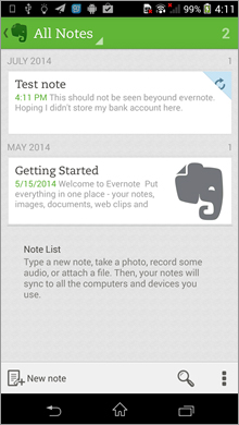 図1：Android版 Evernote の「ノート」