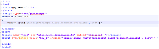 図1：テスト環境の Webサイト上の HTMLのソースコード