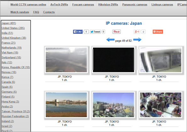 図1：問題のネットカメラ画像サイトの表示例