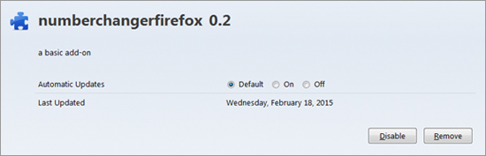図4：Mozilla Firefox の「a basic add-on」の説明画面