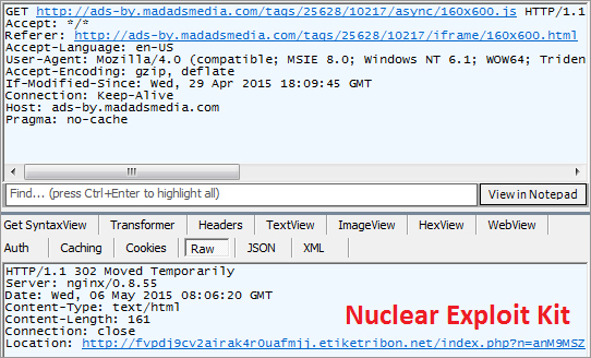 図3：「Nuclear Exploit Kit」がホストされたサーバへ誘導される JavaScriptライブラリのURL