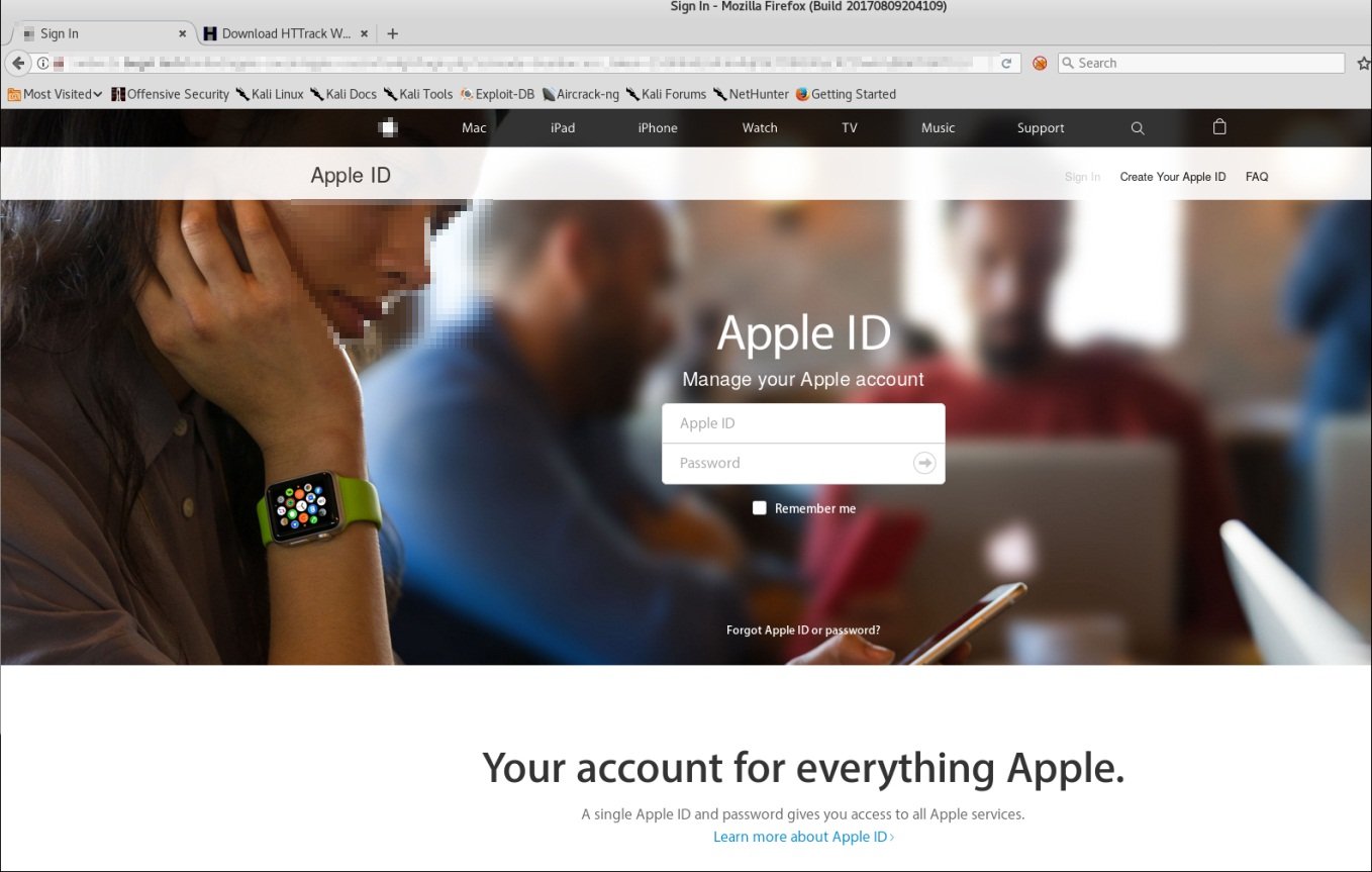 Apple を連想させるシンプルなデザインの偽サイト