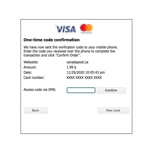図6：偽のクレジットカード確認ページ