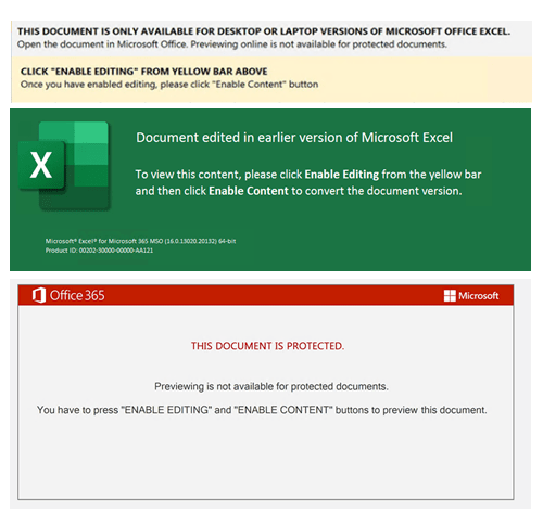 EMOTETスパムに添付されたEXCELファイルを開いた場合の表示例